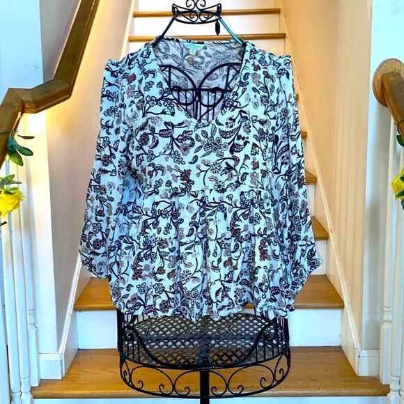✨ Boho Lucky Brand Blouson Sleeve Blouse ✨ - Picture 1 of 13